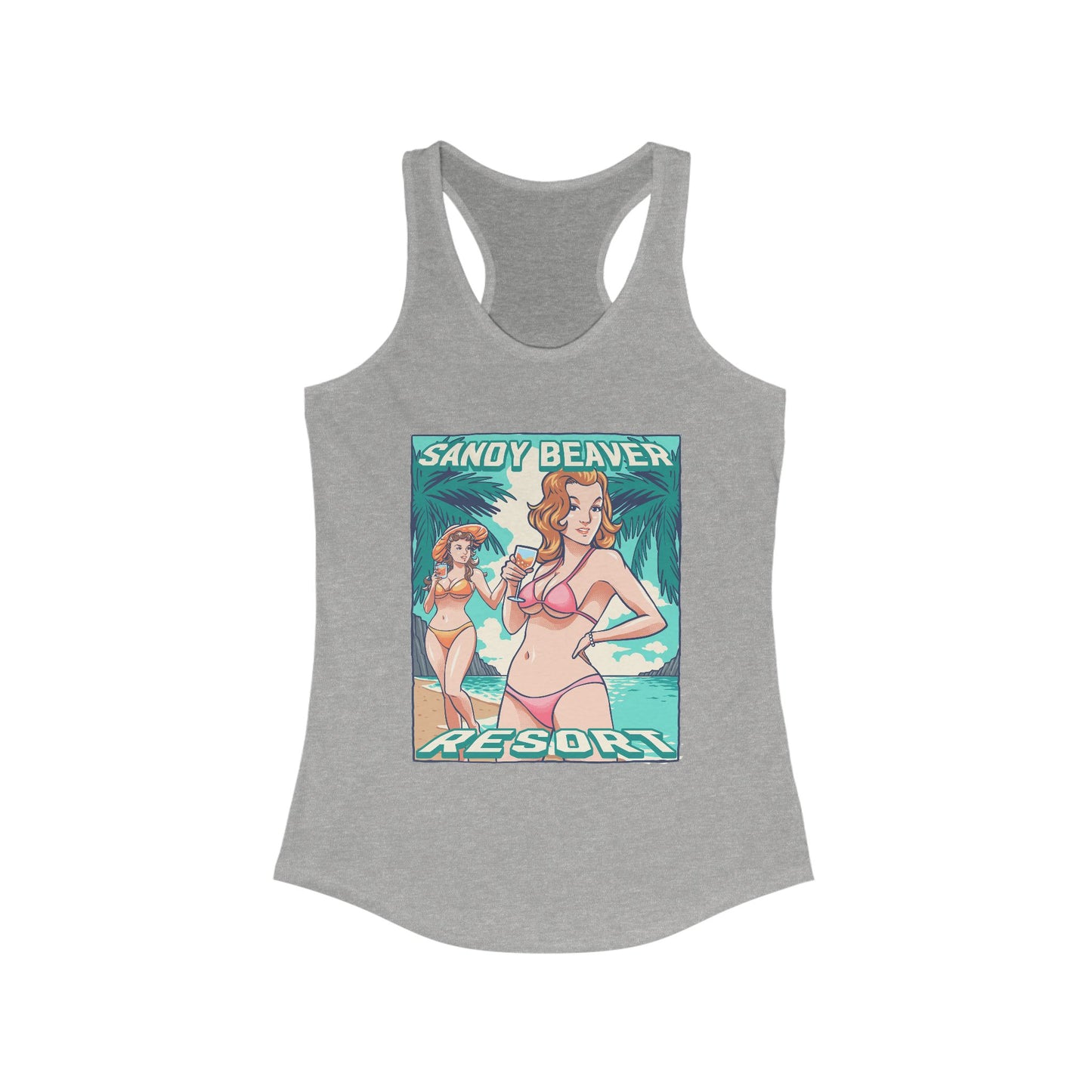 Sandy Beaver Resort Tank Top, Beachwear, Summer Apparel, Vacation Shirt, Graphic Tank, Women's Activewear