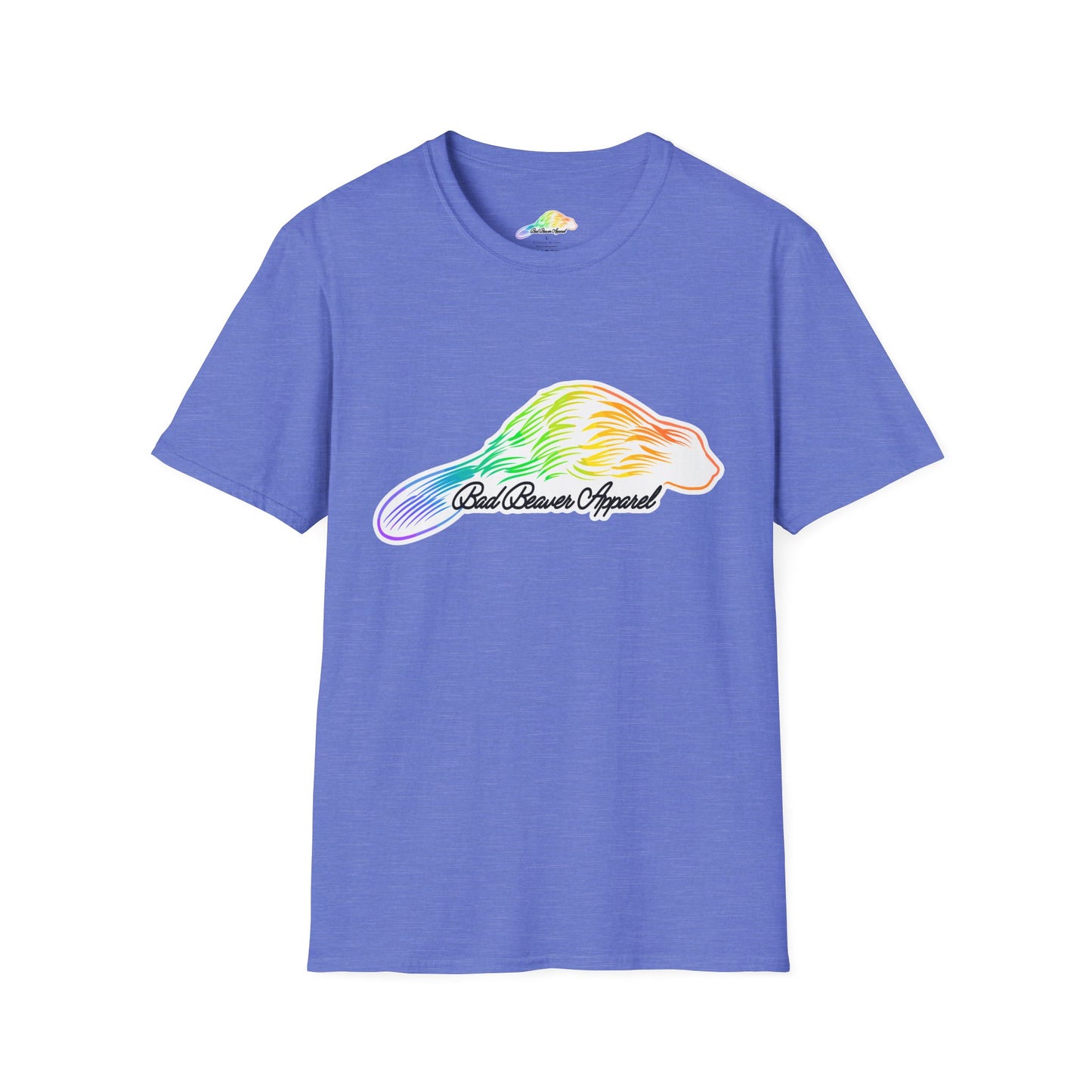 Rainbow Beaver Graphic Tee, Unisex Softstyle T-Shirt, Pride, Animal Lover's Apparel, Cute Nature Top, Summer Casual Wear