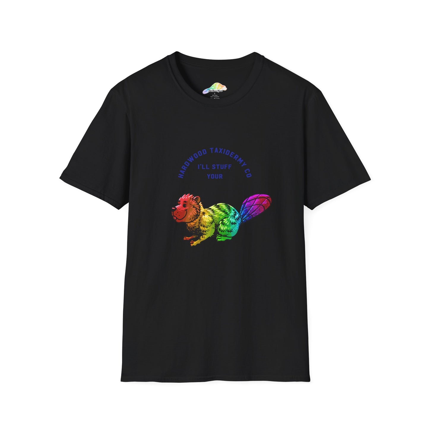 Rainbow Beaver Unisex Softstyle T-Shirt, Cute Animal Tee, Eco-Friendly Gift, Quirky Apparel, Fun Shirt for All Ages