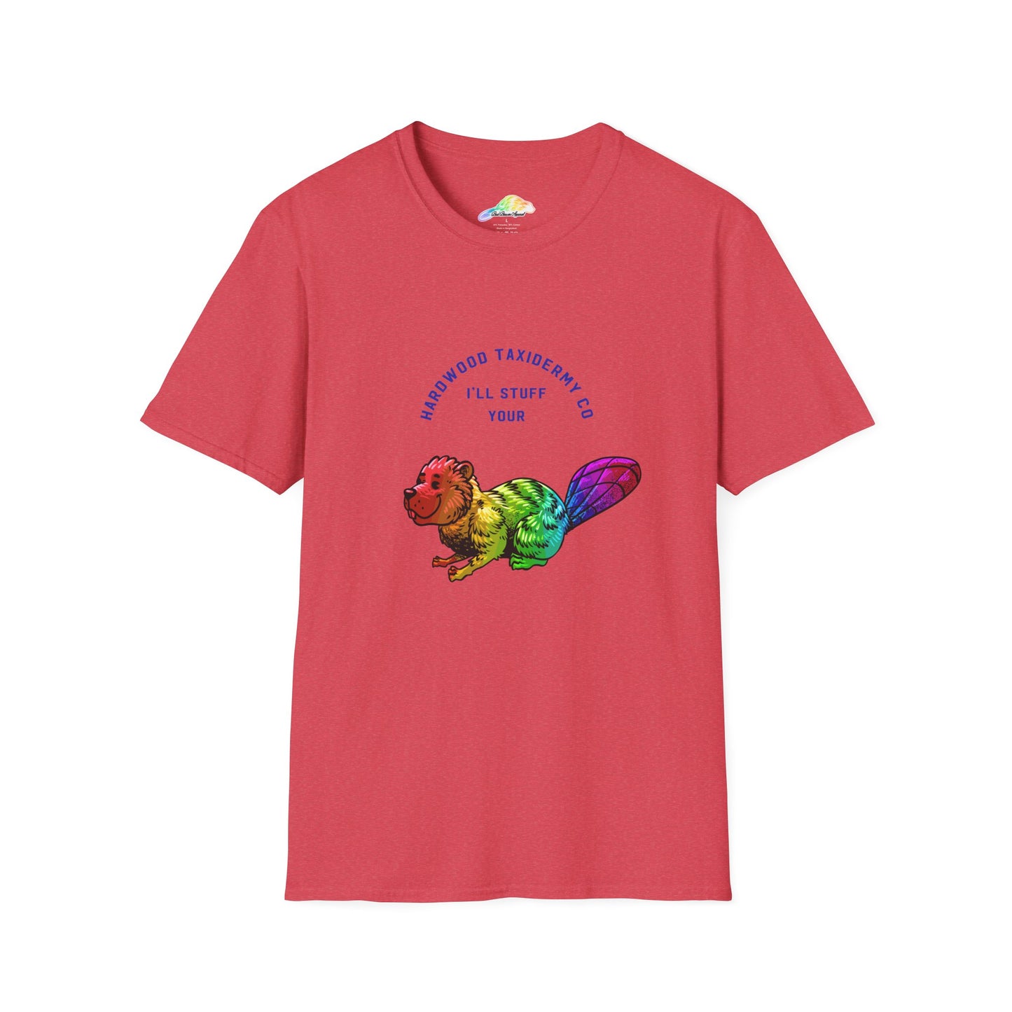 Rainbow Beaver Unisex Softstyle T-Shirt, Cute Animal Tee, Eco-Friendly Gift, Quirky Apparel, Fun Shirt for All Ages