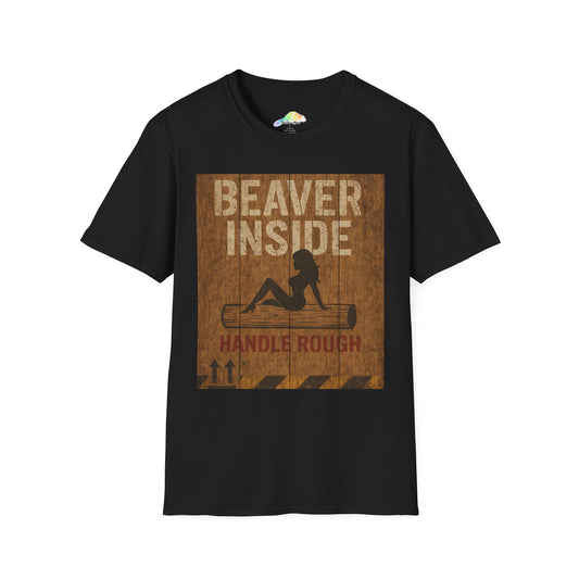 Beaver Inside Unisex Softstyle T-Shirt, Fun Casual Tee, Gift for Outdoors Lovers, Party Wear, Humorous Graphic Shirt, Unique Statement Tee