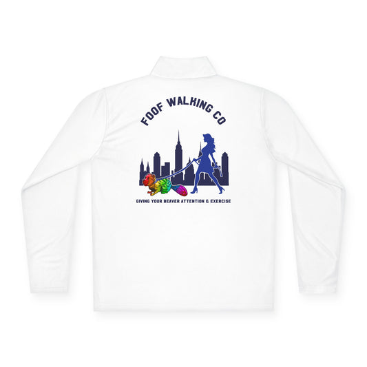 Urban Dog Walking Pullover, Unisex Quarter-Zip Sweatshirt for Pet Lovers, Ideal for Outdoor Adventures, Gifts for Dog Owners