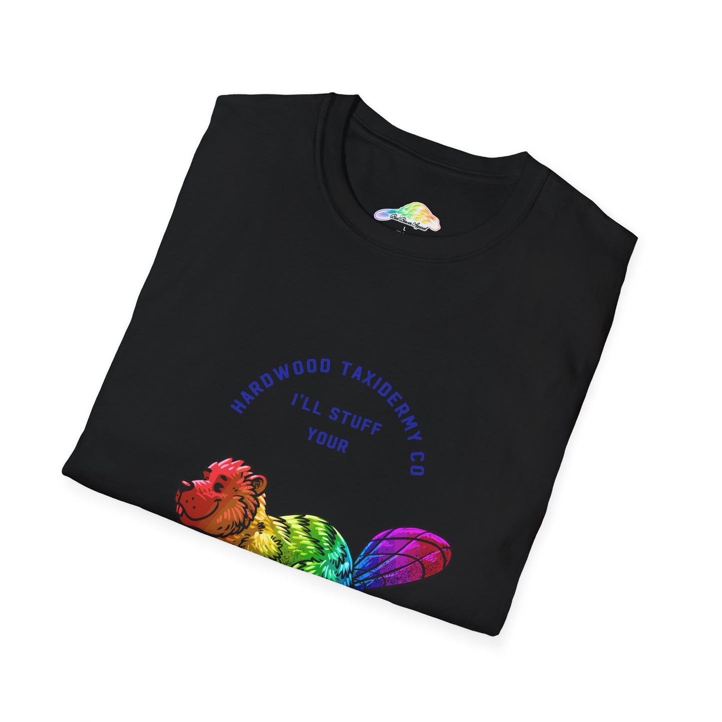 Rainbow Beaver Unisex Softstyle T-Shirt, Cute Animal Tee, Eco-Friendly Gift, Quirky Apparel, Fun Shirt for All Ages