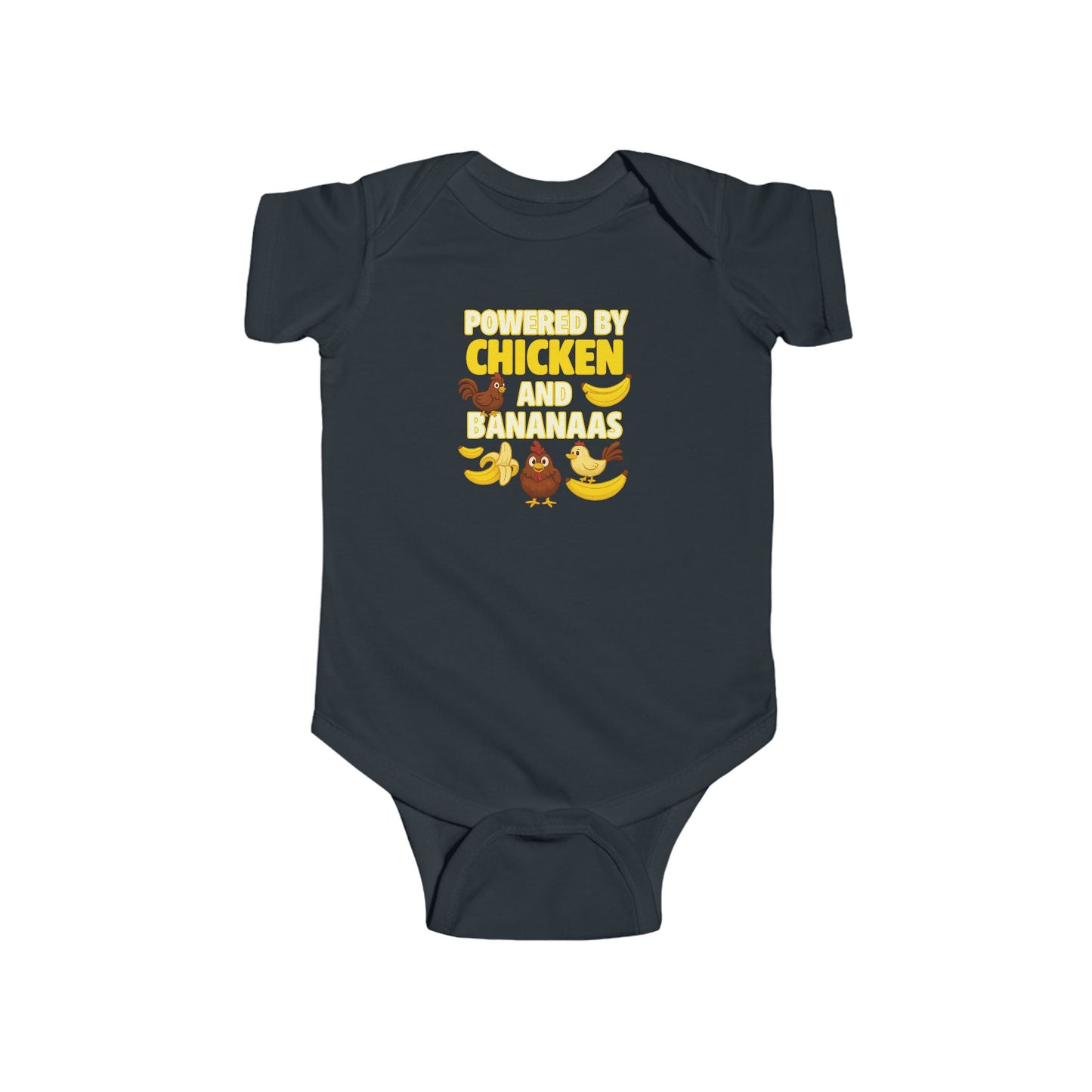 Powered by Chicken Infant Bodysuit, Funny Baby Outfit, Cute Baby Shower Gift, Adorable Animal Apparel, Funny Toddler Clothing