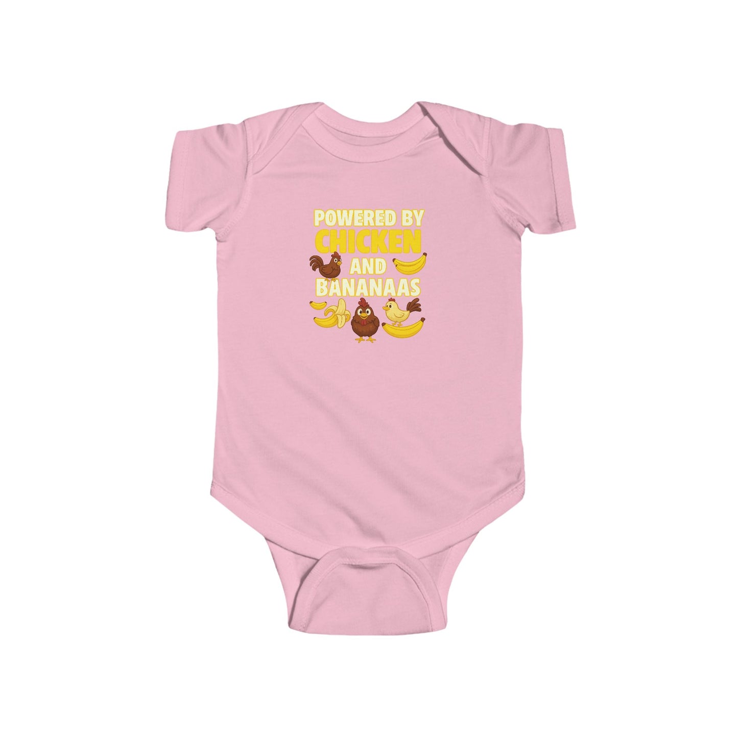 Powered by Chicken Infant Bodysuit, Funny Baby Outfit, Cute Baby Shower Gift, Adorable Animal Apparel, Funny Toddler Clothing