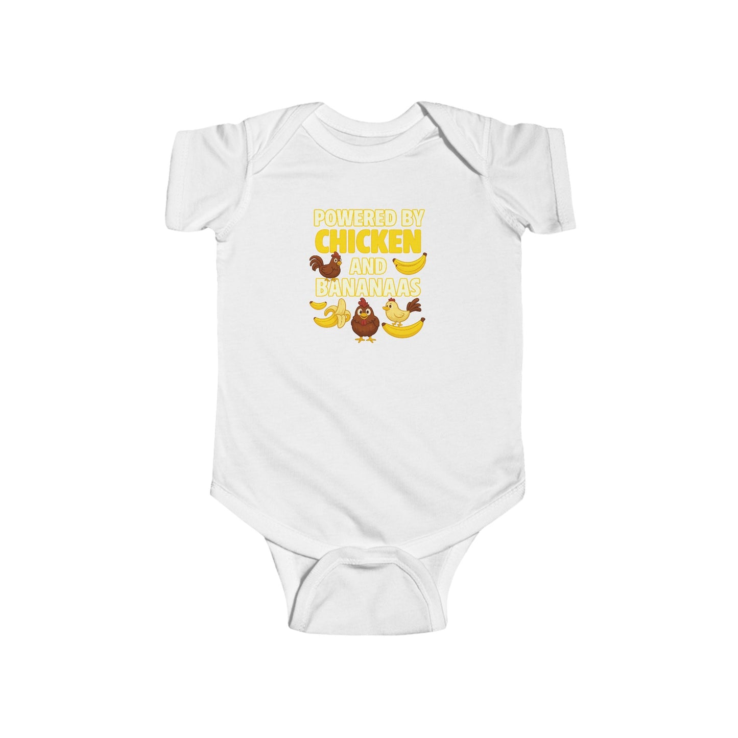 Powered by Chicken Infant Bodysuit, Funny Baby Outfit, Cute Baby Shower Gift, Adorable Animal Apparel, Funny Toddler Clothing
