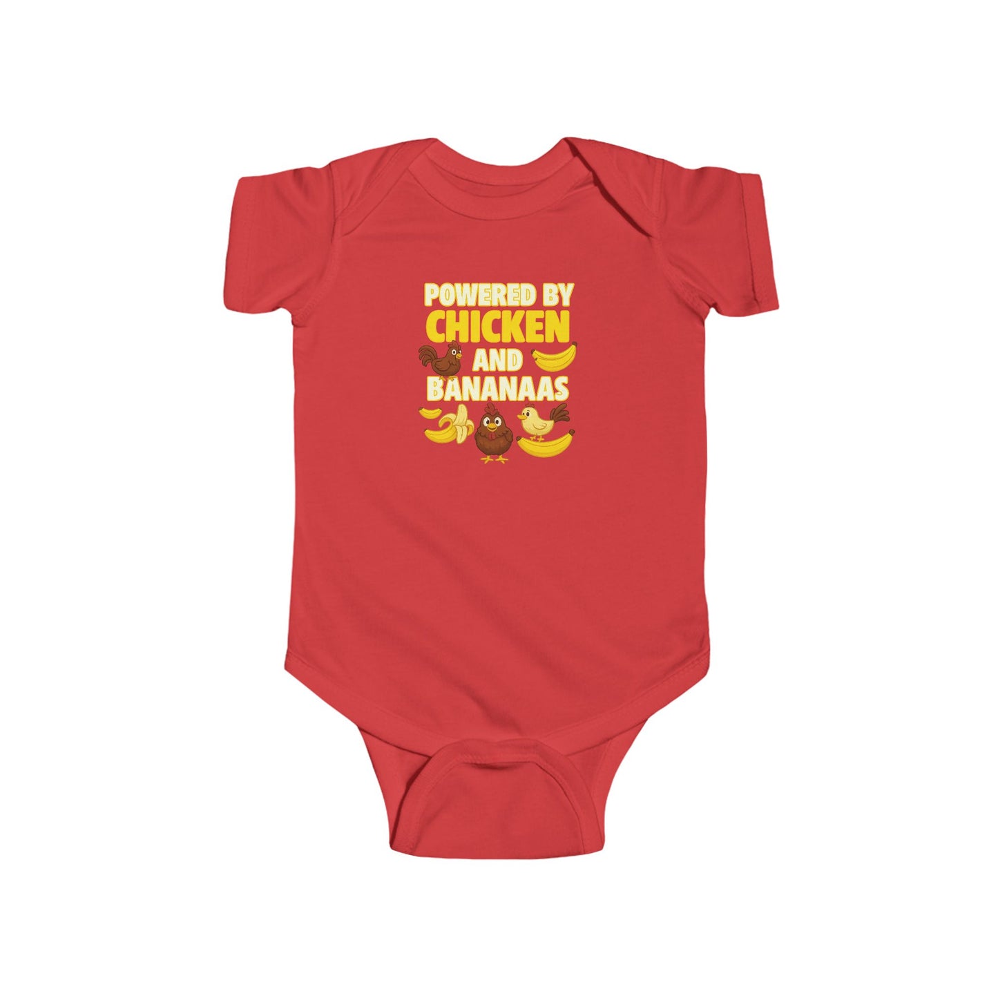 Powered by Chicken Infant Bodysuit, Funny Baby Outfit, Cute Baby Shower Gift, Adorable Animal Apparel, Funny Toddler Clothing