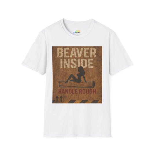 Beaver Inside Unisex Softstyle T-Shirt, Fun Casual Tee, Gift for Outdoors Lovers, Party Wear, Humorous Graphic Shirt, Unique Statement Tee