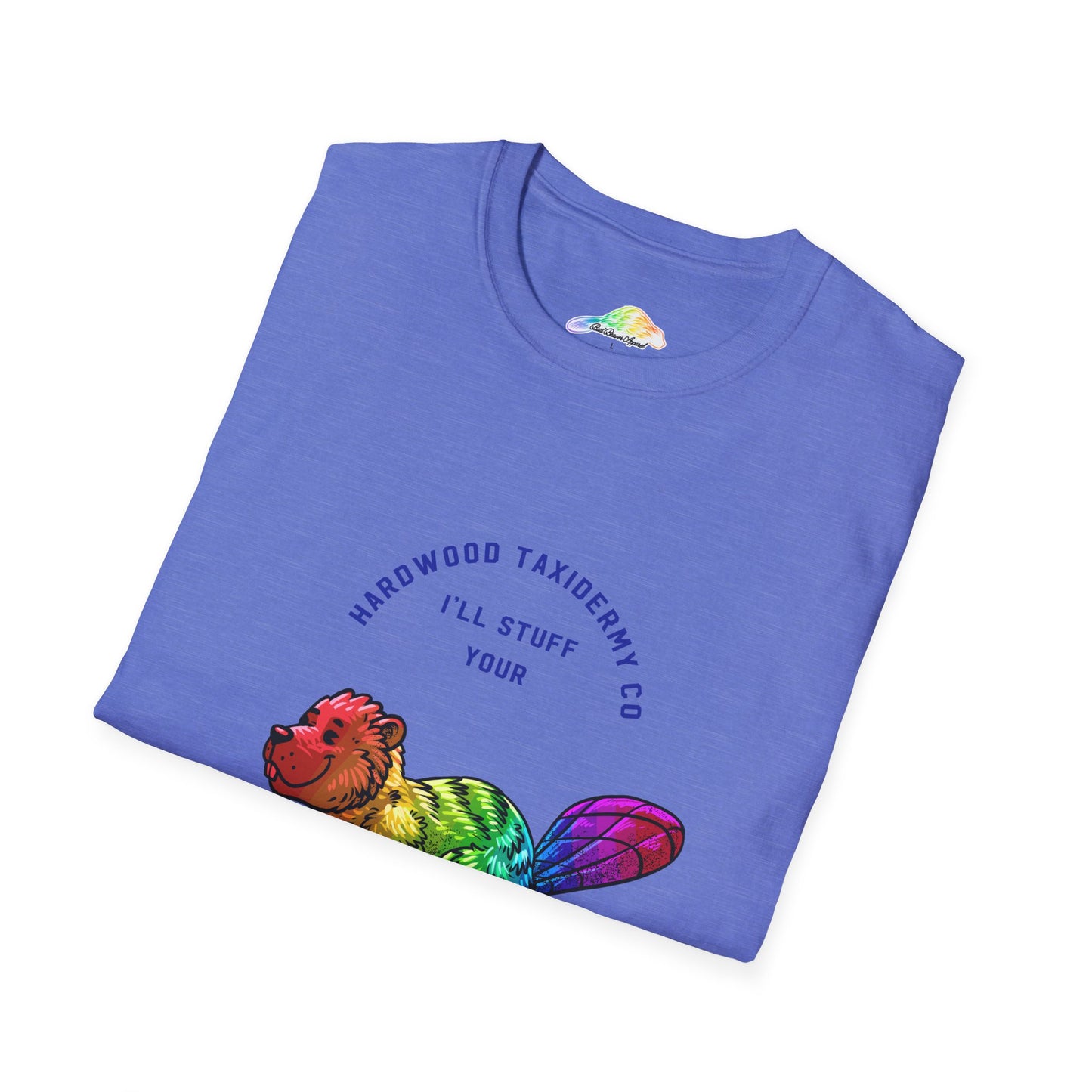 Rainbow Beaver Unisex Softstyle T-Shirt, Cute Animal Tee, Eco-Friendly Gift, Quirky Apparel, Fun Shirt for All Ages