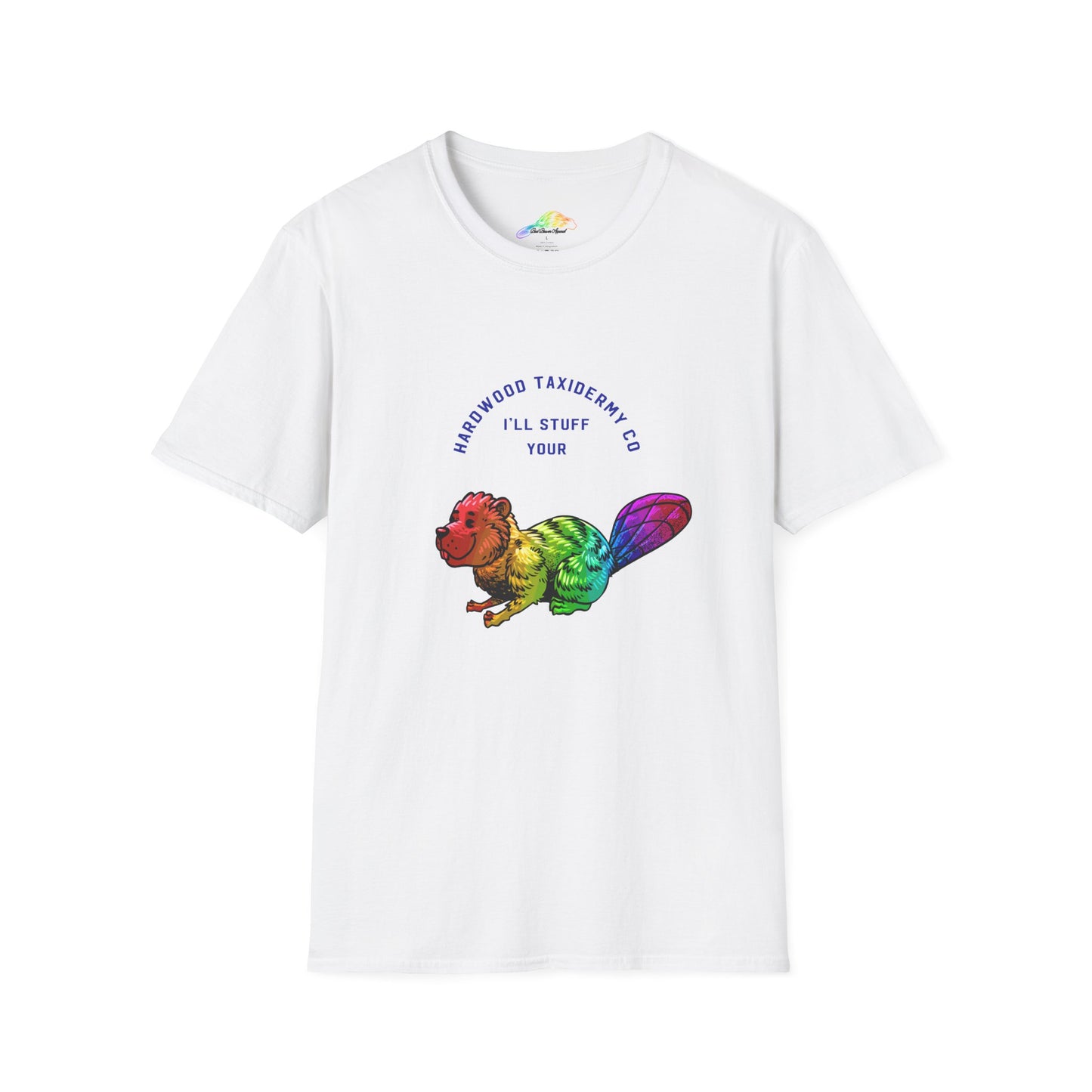 Rainbow Beaver Unisex Softstyle T-Shirt, Cute Animal Tee, Eco-Friendly Gift, Quirky Apparel, Fun Shirt for All Ages
