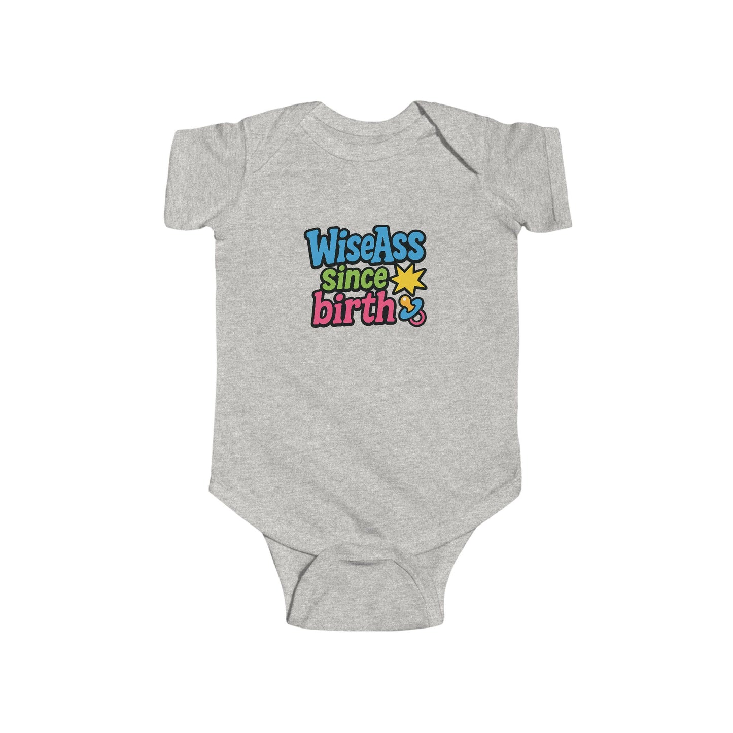 Funny Baby Bodysuit - "WiseAss Since Birth" - Cute Gift for Newborns, Baby Shower, Birthday, Infant Clothing, Unique Baby Gift