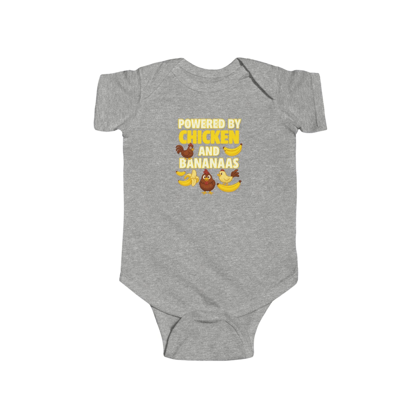 Powered by Chicken Infant Bodysuit, Funny Baby Outfit, Cute Baby Shower Gift, Adorable Animal Apparel, Funny Toddler Clothing