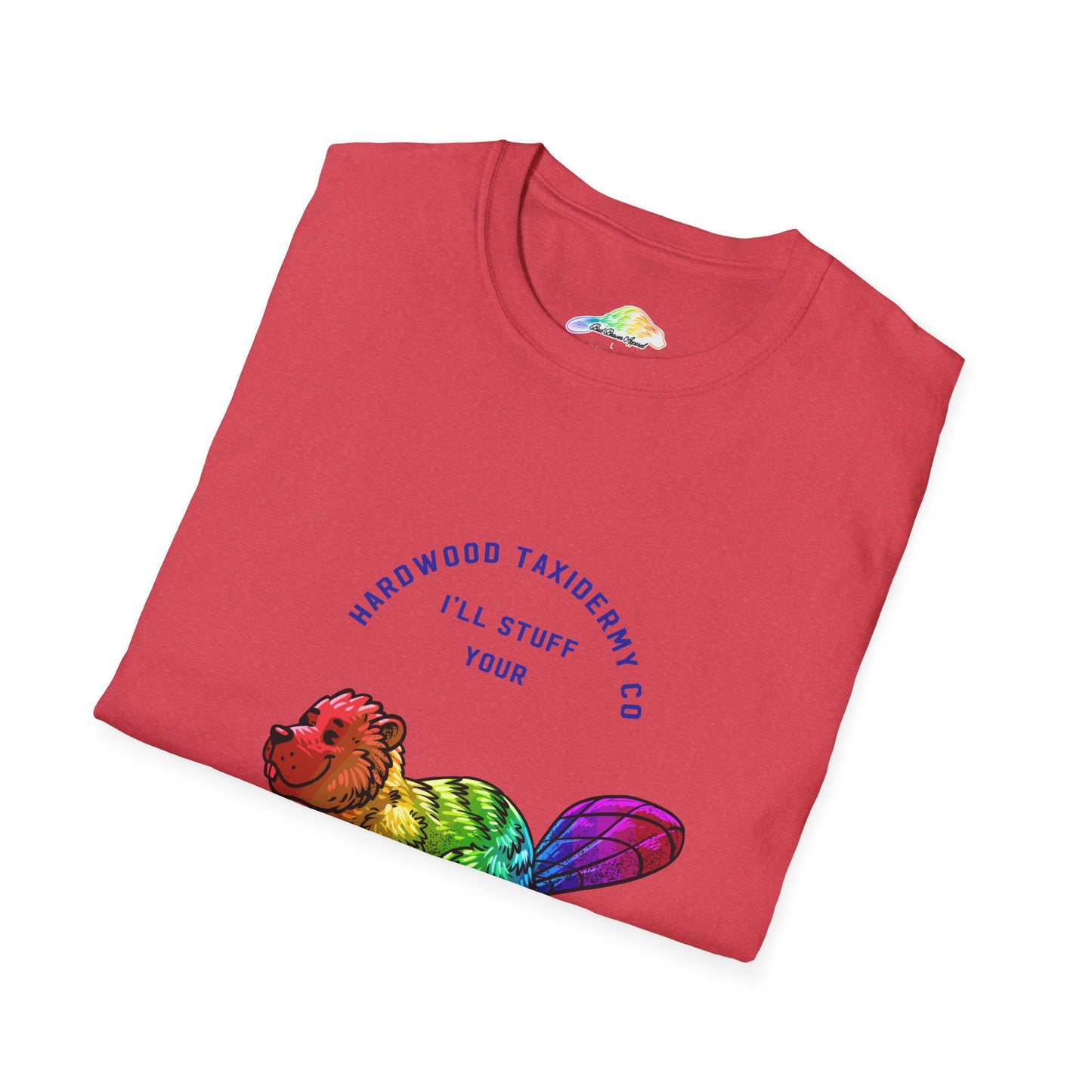 Rainbow Beaver Unisex Softstyle T-Shirt, Cute Animal Tee, Eco-Friendly Gift, Quirky Apparel, Fun Shirt for All Ages