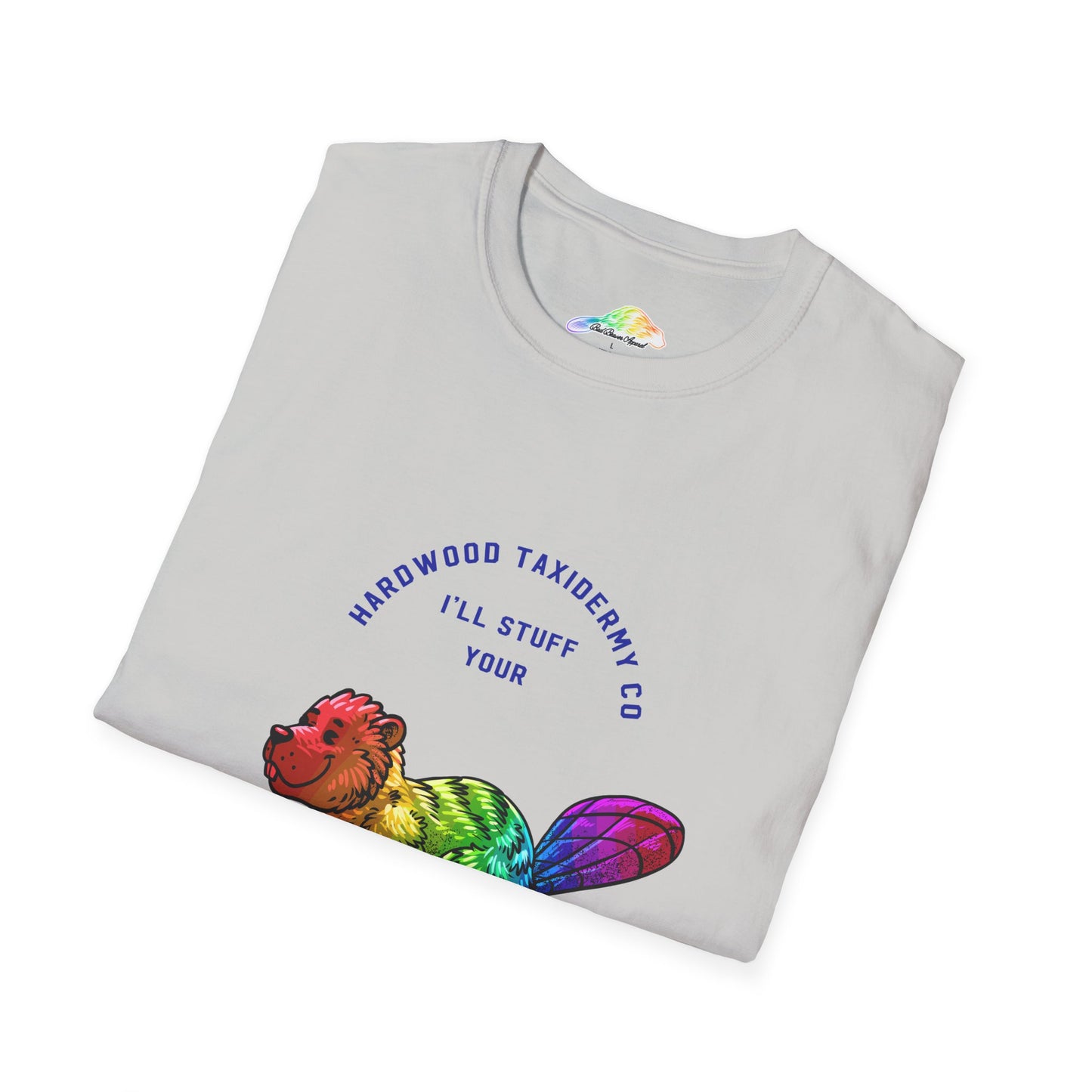 Rainbow Beaver Unisex Softstyle T-Shirt, Cute Animal Tee, Eco-Friendly Gift, Quirky Apparel, Fun Shirt for All Ages