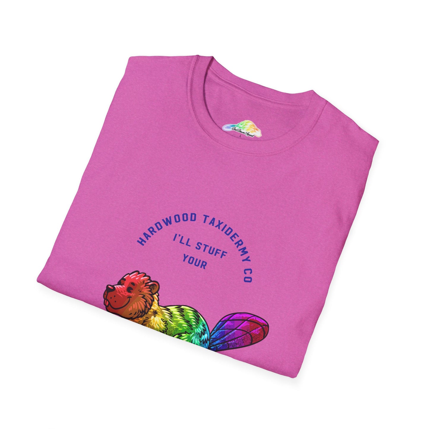 Rainbow Beaver Unisex Softstyle T-Shirt, Cute Animal Tee, Eco-Friendly Gift, Quirky Apparel, Fun Shirt for All Ages