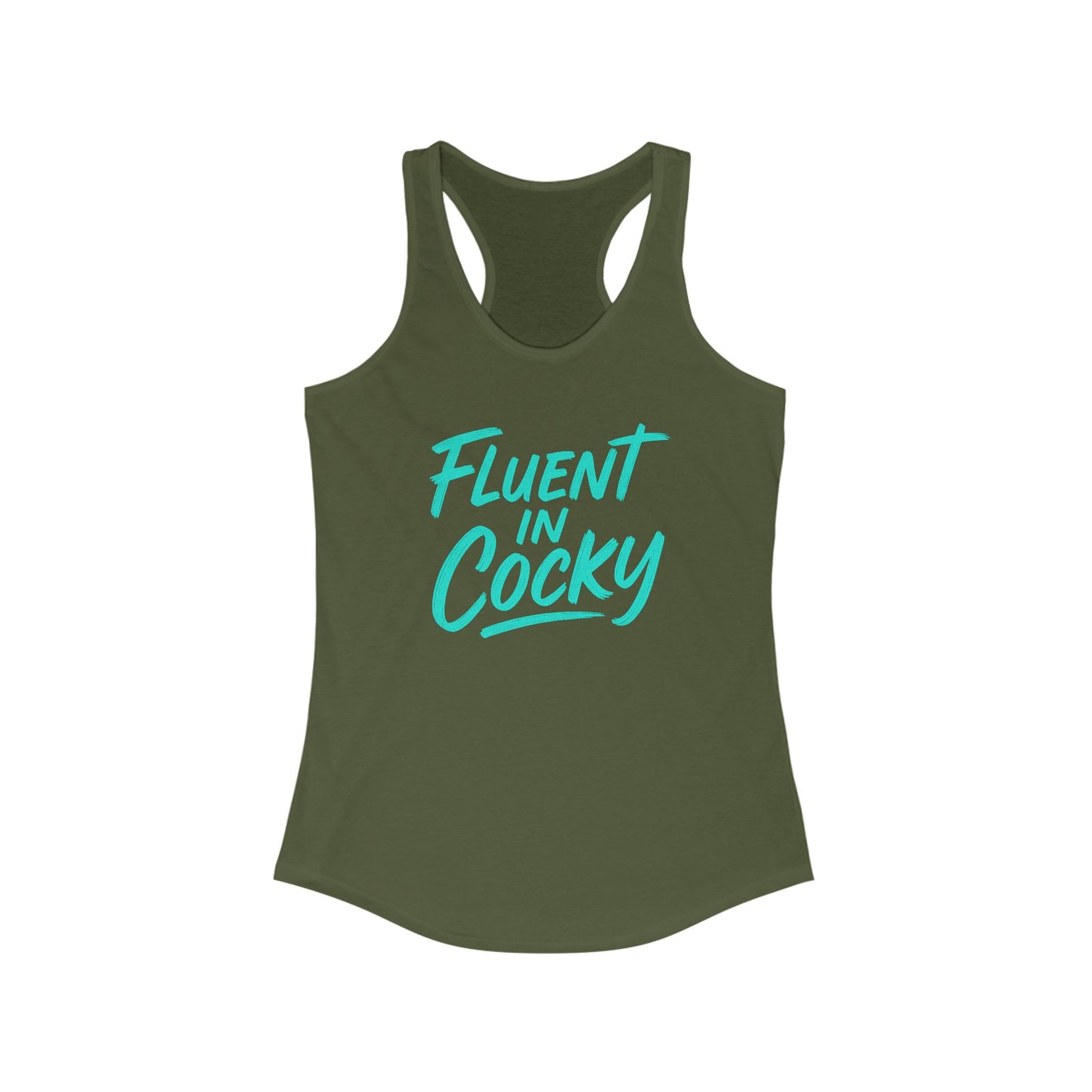 Fluent in Cocky Racerback Tank - Women's Summer Top, Casual Workout Shirt, Trendy Fitness Wear, Gifts for Her, Summer Essential