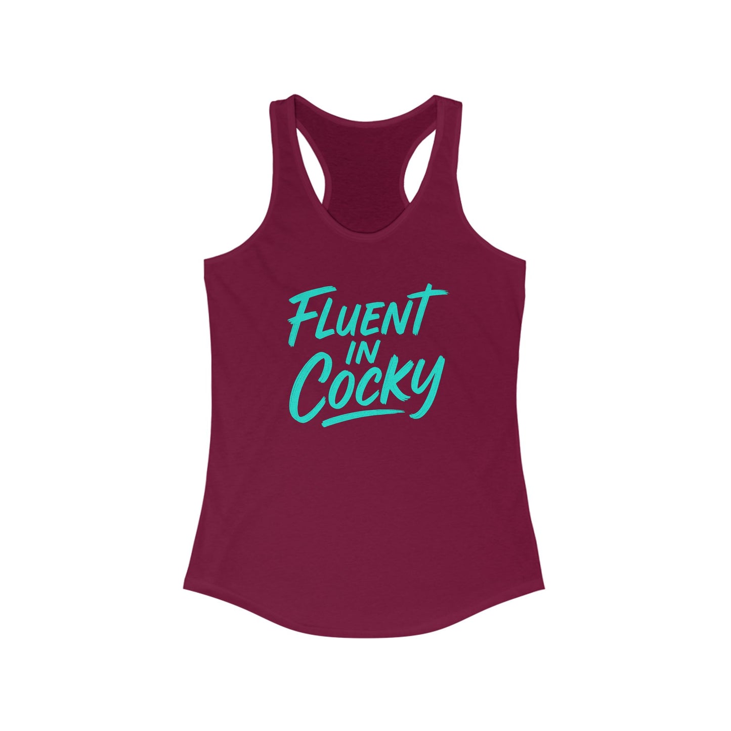 Fluent in Cocky Racerback Tank - Women's Summer Top, Casual Workout Shirt, Trendy Fitness Wear, Gifts for Her, Summer Essential