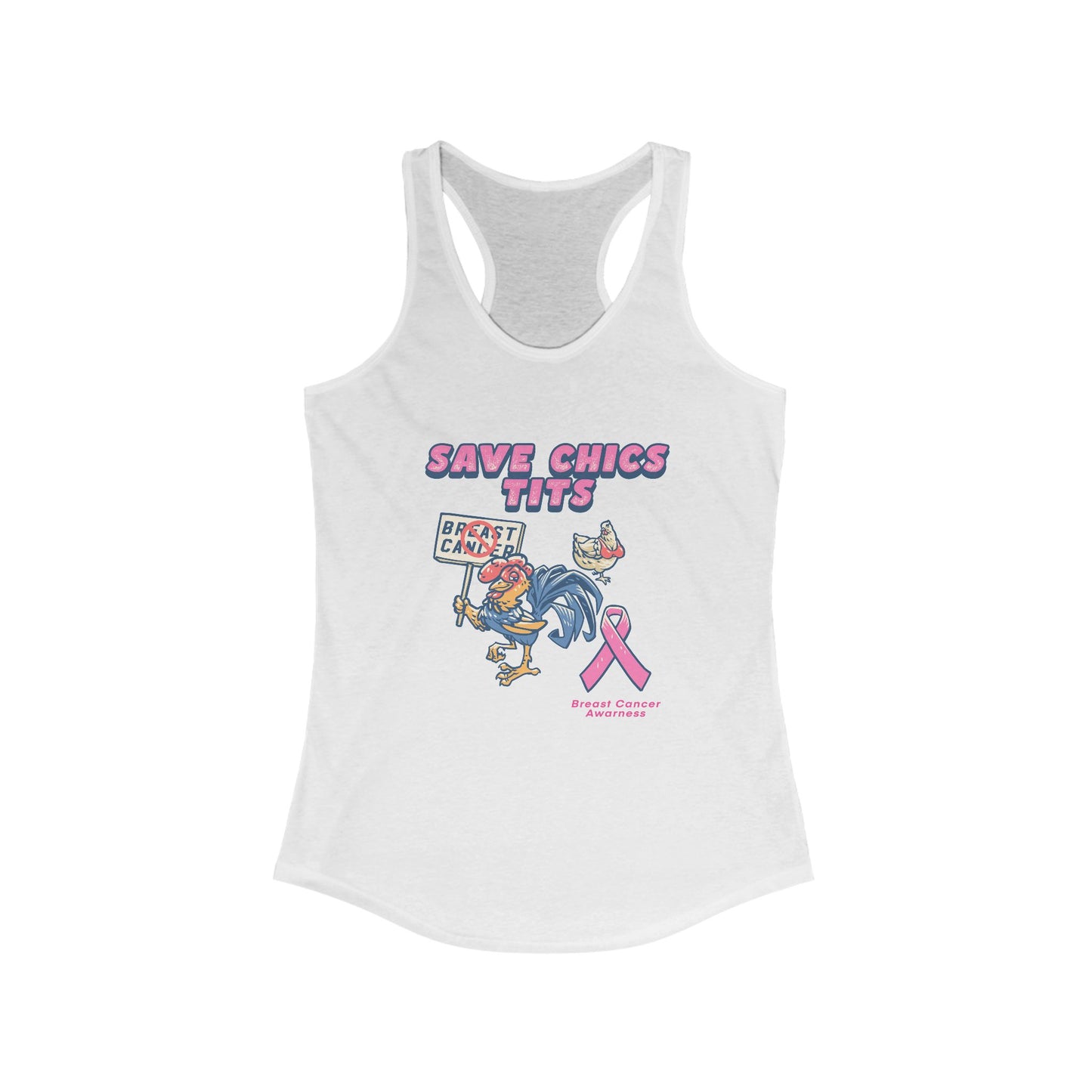 Women's Racerback Tank Top - Save Chics Tits, Breast Cancer Awareness Shirt, Feminist Gift, Workout Tank, Gift for Her