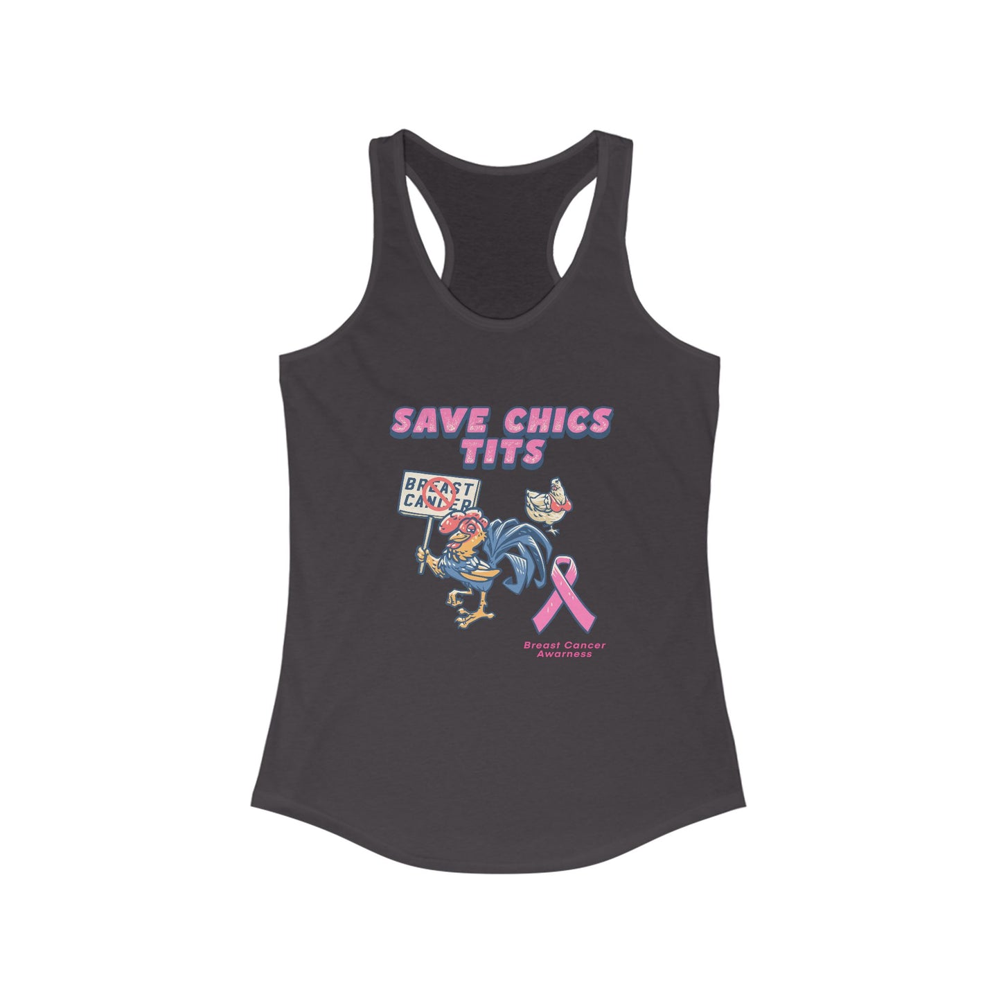 Women's Racerback Tank Top - Save Chics Tits, Breast Cancer Awareness Shirt, Feminist Gift, Workout Tank, Gift for Her