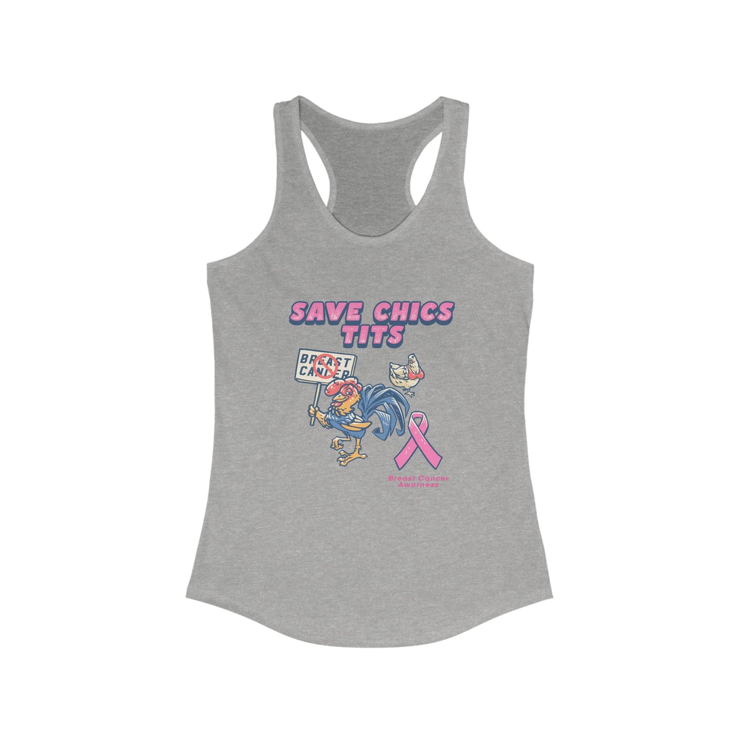Women's Racerback Tank Top - Save Chics Tits, Breast Cancer Awareness Shirt, Feminist Gift, Workout Tank, Gift for Her
