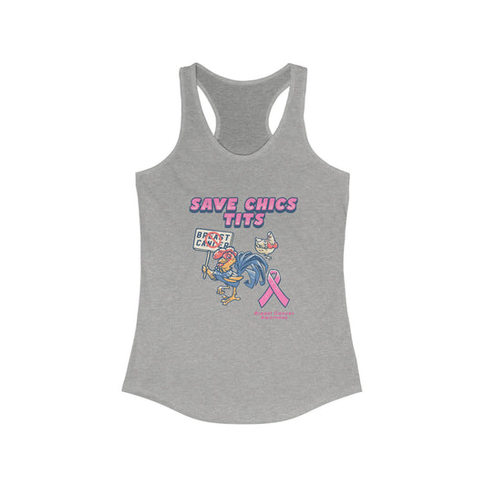 Women's Racerback Tank Top - Save Chics Tits, Breast Cancer Awareness Shirt, Feminist Gift, Workout Tank, Gift for Her
