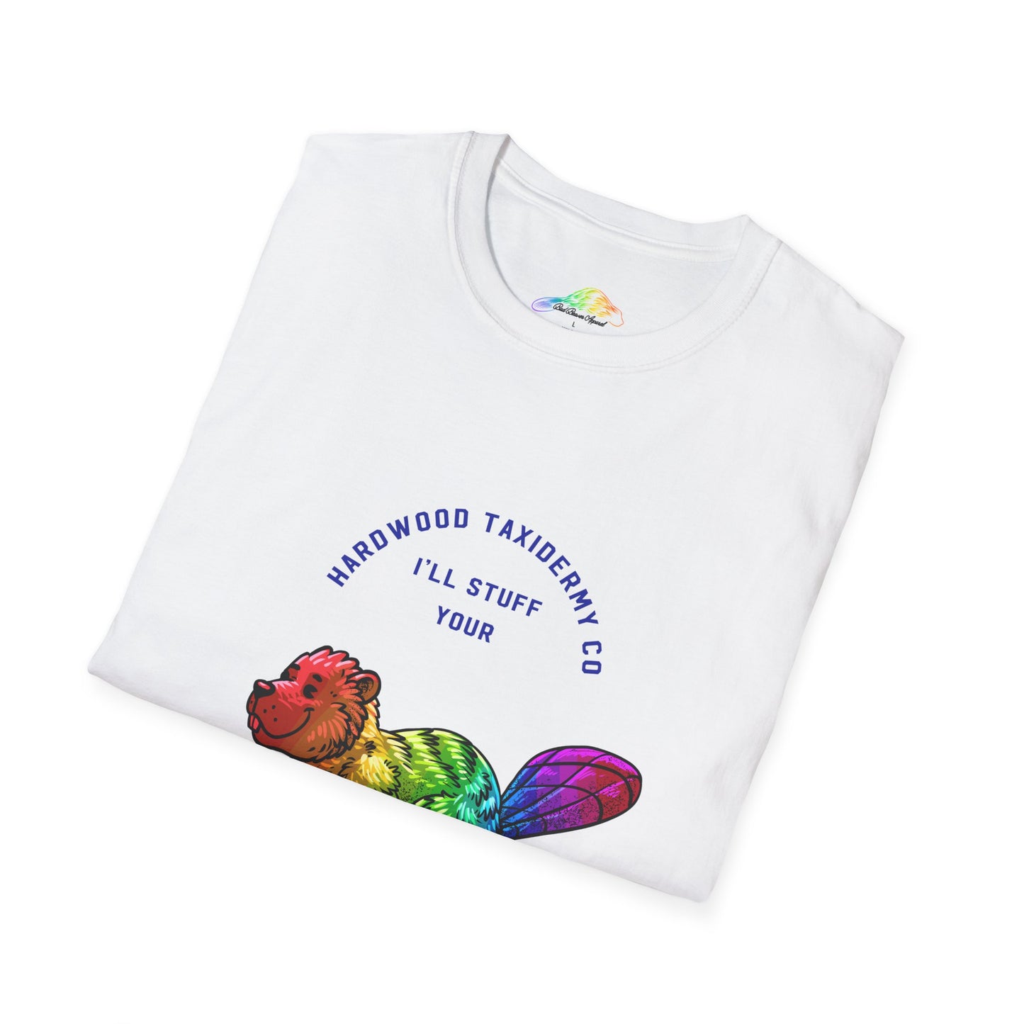 Rainbow Beaver Unisex Softstyle T-Shirt, Cute Animal Tee, Eco-Friendly Gift, Quirky Apparel, Fun Shirt for All Ages