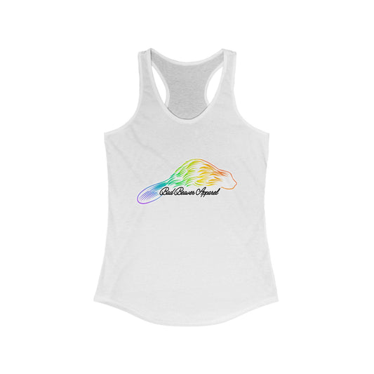 Rainbow Graphic Women's Racerback Tank, LGBTQ+ Pride Top, Summer Activewear, Fitness Apparel, Cute Casual Wear