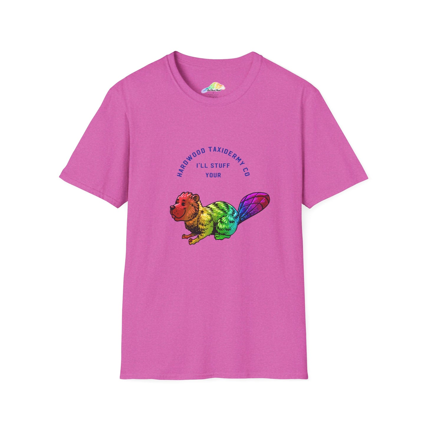 Rainbow Beaver Unisex Softstyle T-Shirt, Cute Animal Tee, Eco-Friendly Gift, Quirky Apparel, Fun Shirt for All Ages