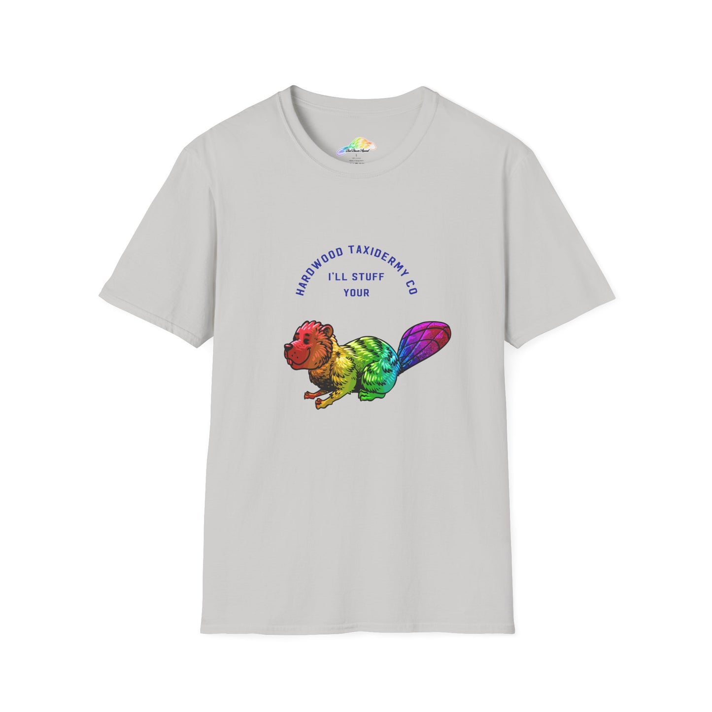 Rainbow Beaver Unisex Softstyle T-Shirt, Cute Animal Tee, Eco-Friendly Gift, Quirky Apparel, Fun Shirt for All Ages