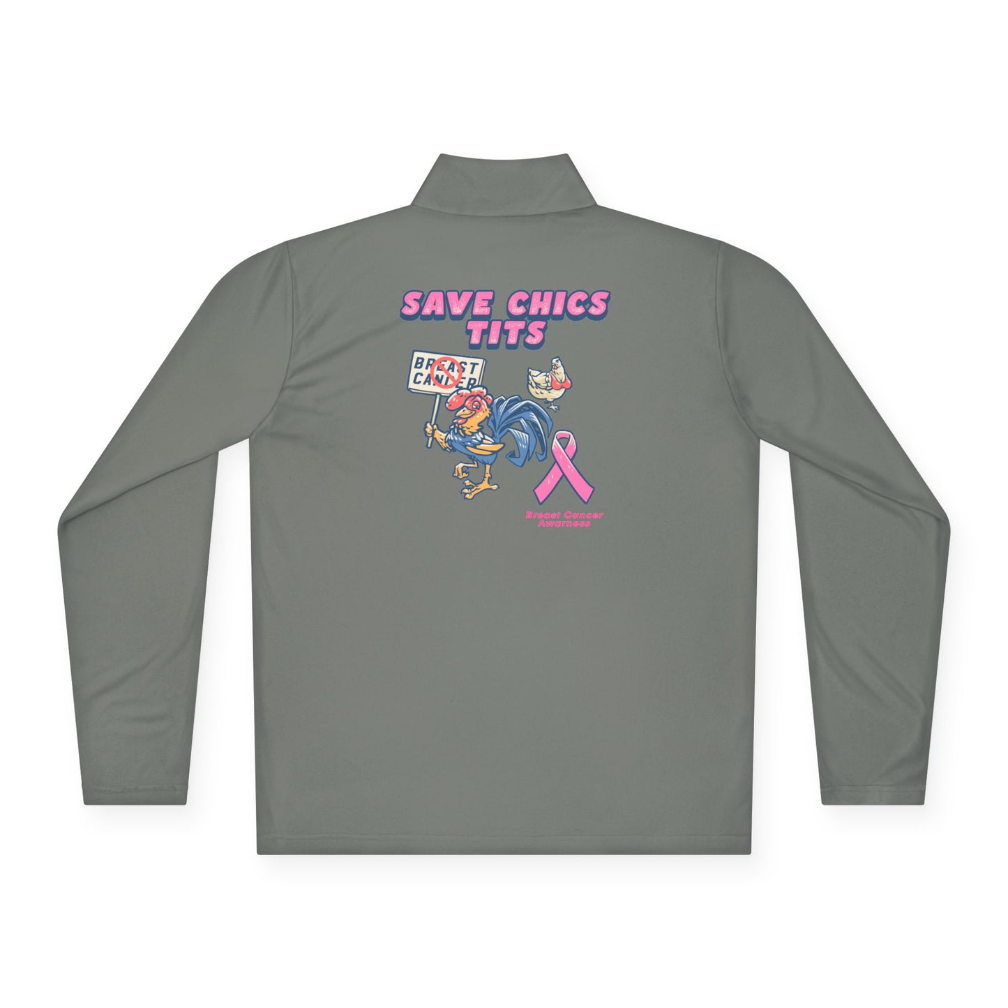 Breast Cancer Awareness Pullover, Unisex Quarter-Zip Pullover, Save Chics Tits, Supportive Activewear, Gift for a Cause