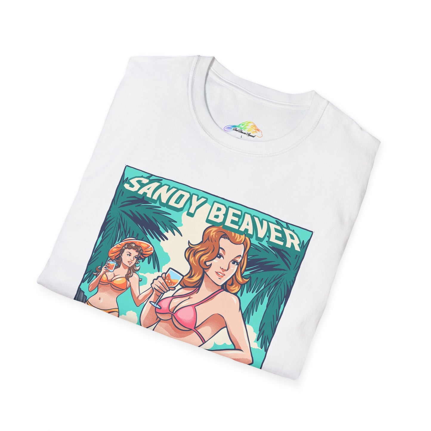 Sandy Beaver Resort Graphic T-Shirt, Beach Vacation Tee, Summer Fun Shirt, Gift for Beach Lovers, Retro Style T-Shirt, Casual Summer Wear