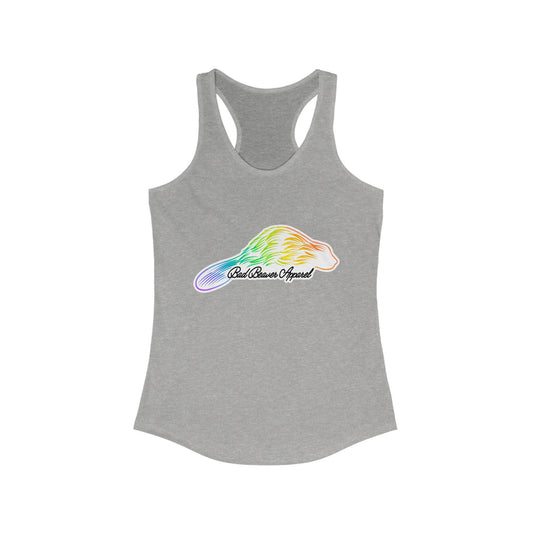 Rainbow Graphic Women's Racerback Tank, LGBTQ+ Pride Top, Summer Activewear, Fitness Apparel, Cute Casual Wear