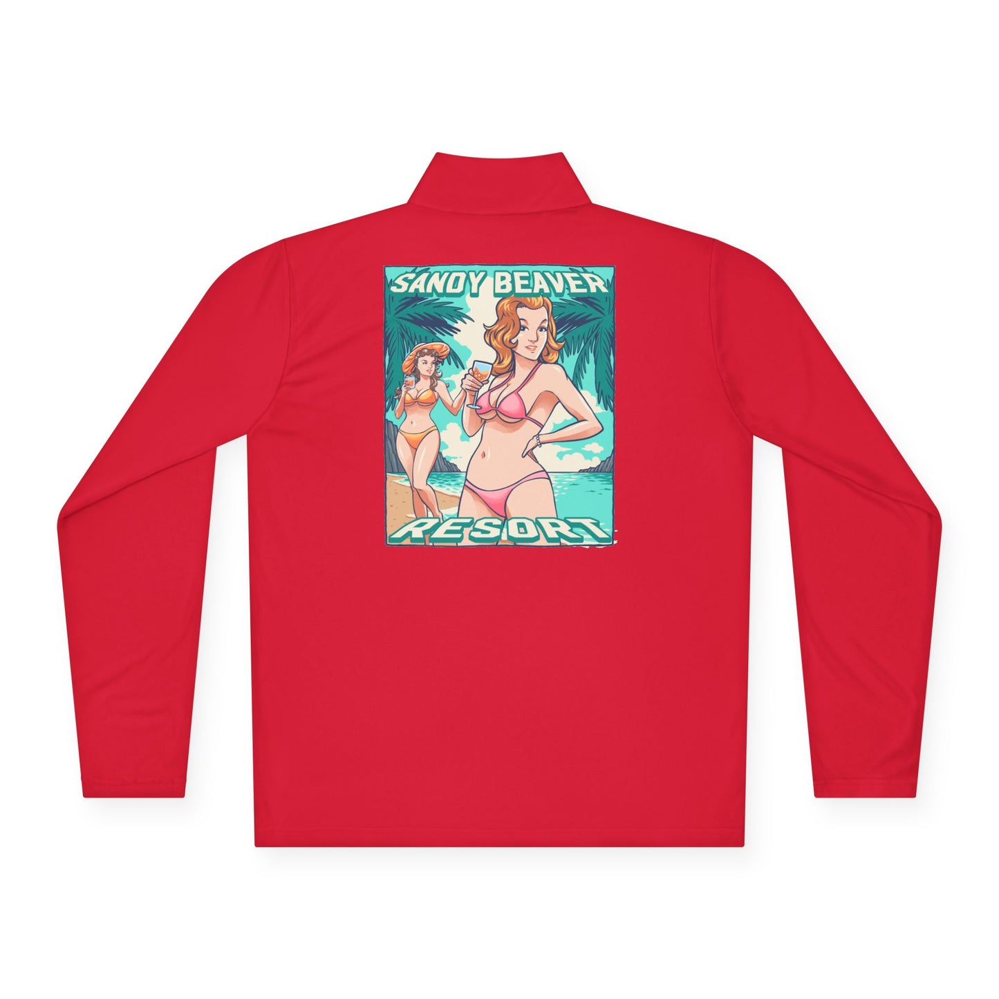 Sandy Beaver Resort Pullover | Unisex Quarter-Zip | Beach Style, Vacation Wear, Summer Fashion, Pool Party Outfit, Travel Essential