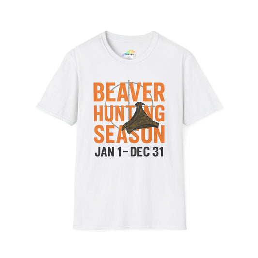 Unisex Softstyle T-Shirt - Beaver Hunting Season T-Shirt, Hunting Apparel, Gift for Hunters, Outdoor Enthusiast Tee, Wildlife Lover Shirt