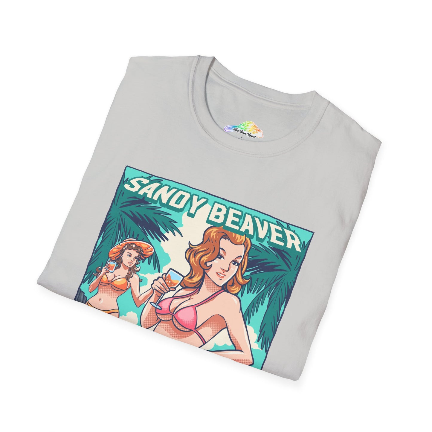 Sandy Beaver Resort Graphic T-Shirt, Beach Vacation Tee, Summer Fun Shirt, Gift for Beach Lovers, Retro Style T-Shirt, Casual Summer Wear