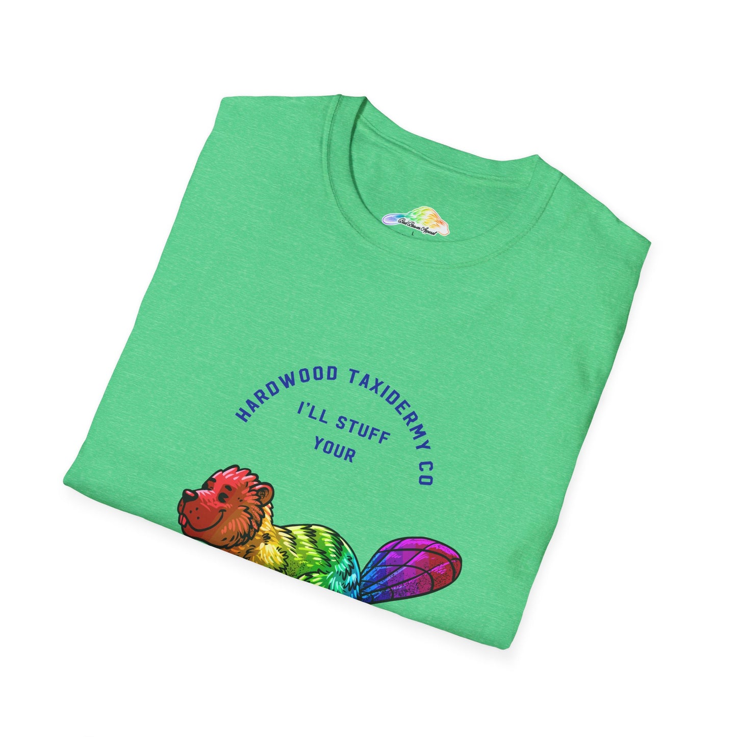 Rainbow Beaver Unisex Softstyle T-Shirt, Cute Animal Tee, Eco-Friendly Gift, Quirky Apparel, Fun Shirt for All Ages