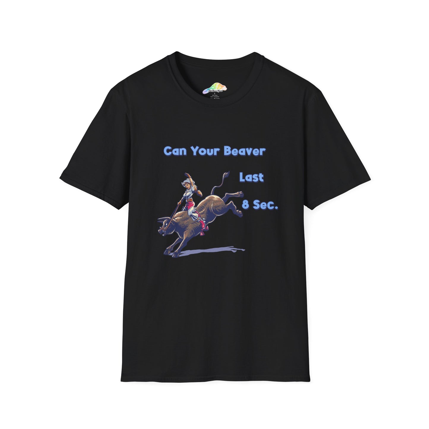 Unisex Cowboy T-Shirt - "Can Your Beaver Last 8 Secs?" Funny T-Shirt for Country Lovers, Rodeo Fans, Gifts for Him, Casual Wear