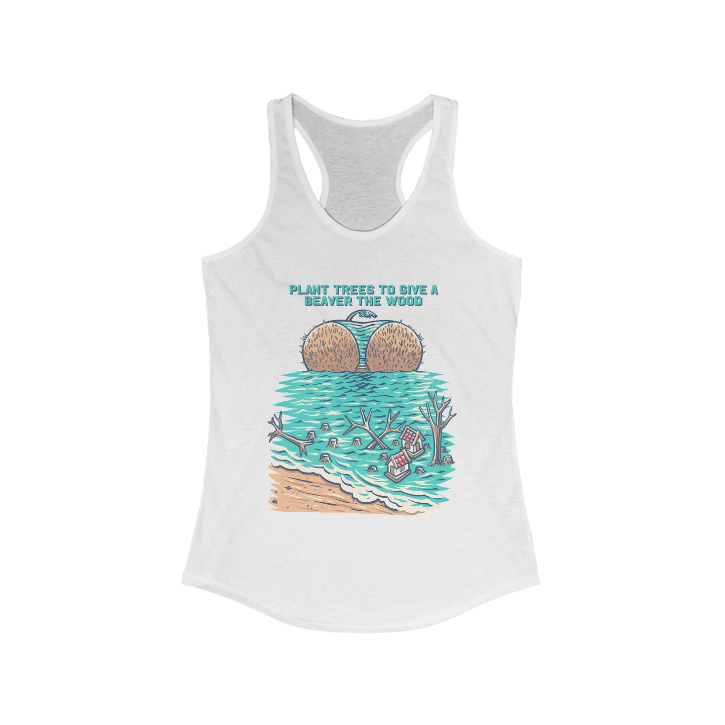 Eco-Friendly Women's Racerback Tank - Plant Trees Vibe, Summer Wear, Beach Days, Gifts for Nature Lovers