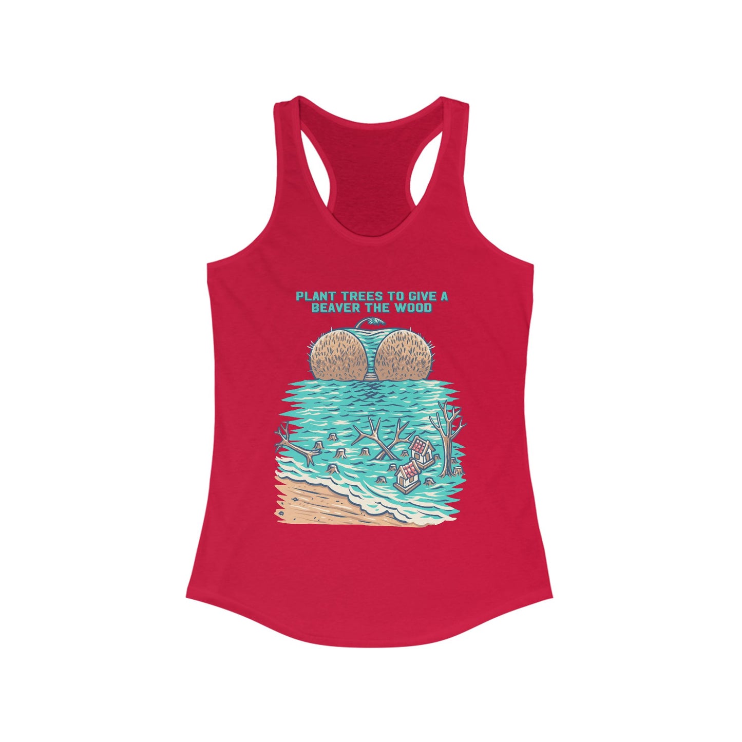 Eco-Friendly Women's Racerback Tank - Plant Trees Vibe, Summer Wear, Beach Days, Gifts for Nature Lovers