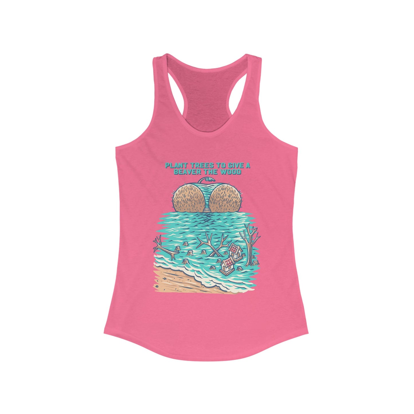 Eco-Friendly Women's Racerback Tank - Plant Trees Vibe, Summer Wear, Beach Days, Gifts for Nature Lovers