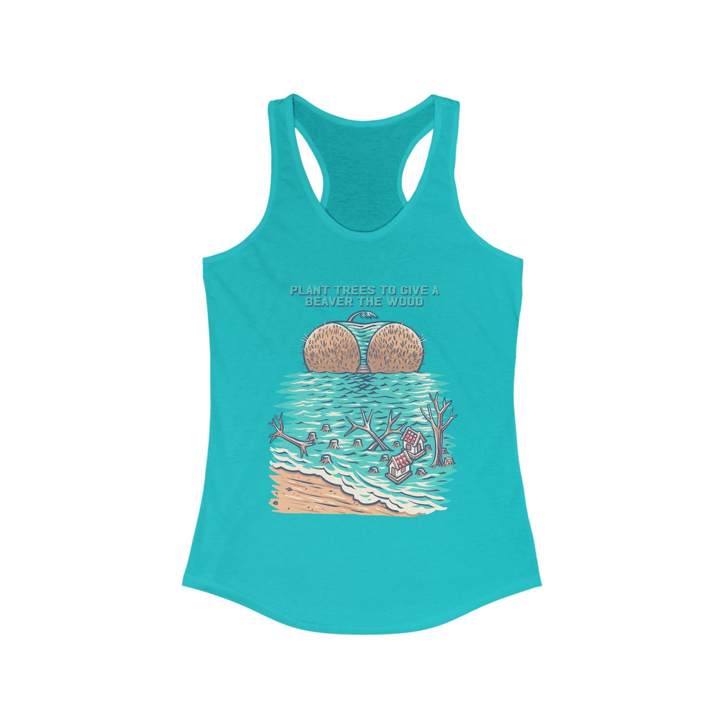 Eco-Friendly Women's Racerback Tank - Plant Trees Vibe, Summer Wear, Beach Days, Gifts for Nature Lovers