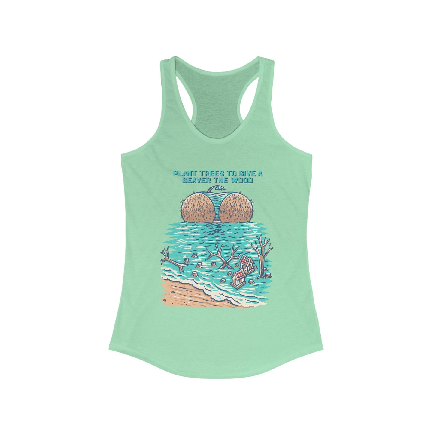 Eco-Friendly Women's Racerback Tank - Plant Trees Vibe, Summer Wear, Beach Days, Gifts for Nature Lovers